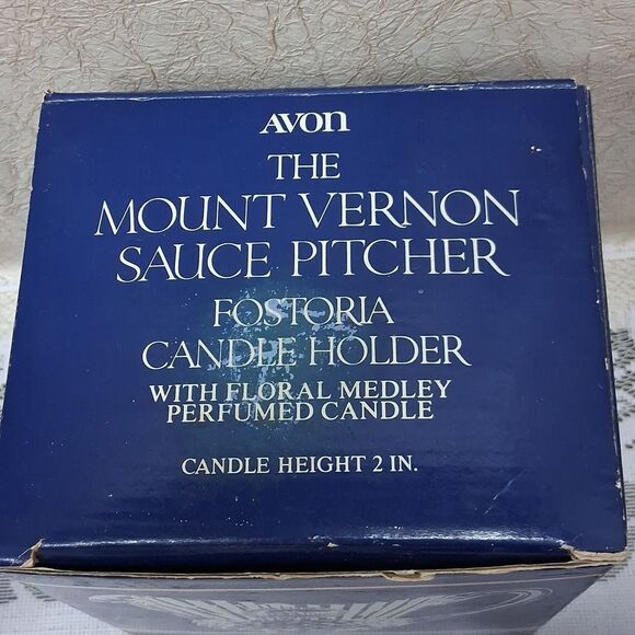 Avon Fostoria cobalt blue Washington goblet and Mount Vernon  sauce pitcher. - Picture 6 of 6